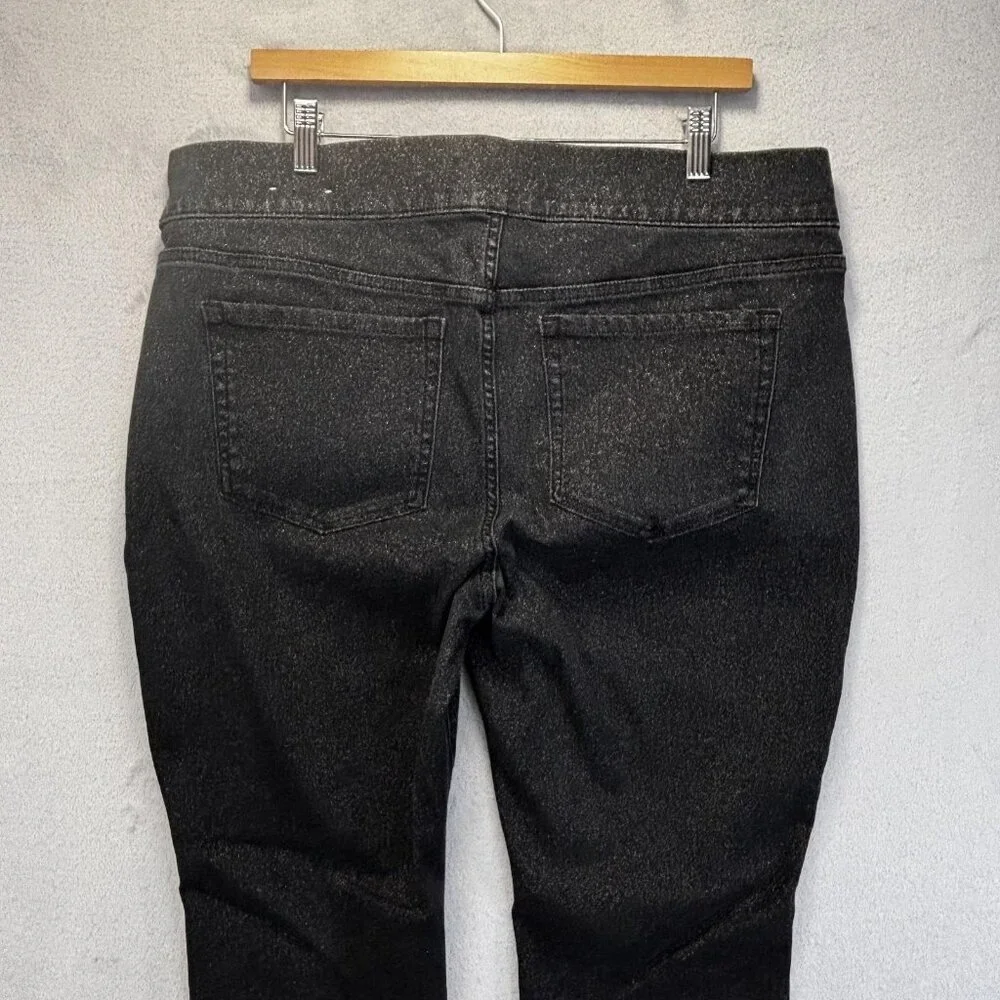 Lane Bryant High Rise Pull On Glitter Jegging‎ Pants Womens 18 Black Signature